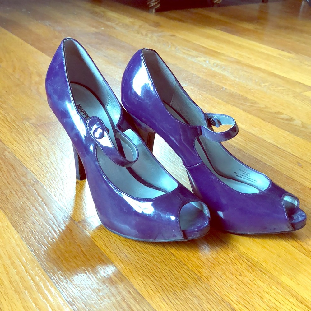 Purple open toe Mary Janes